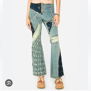 NWT Delia’s / Dolls Kill Stone Raise The Vibration Patchwork Flares